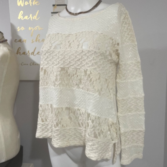 Meadow Rue XS Lace / Embroidered top Super cute Summer/L-S - Picture 3 of 5